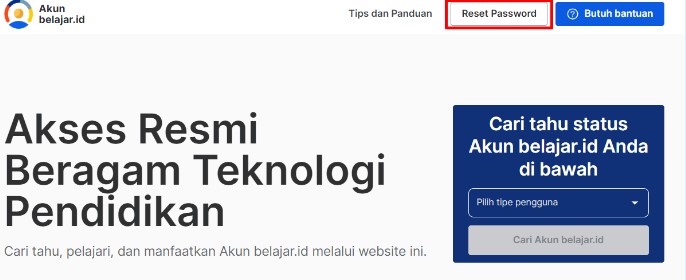 reset akun belajar id 1