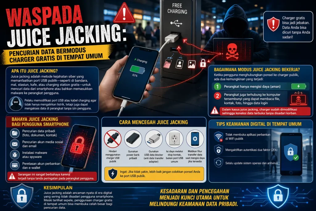 Pencurian Data Smartphone dengan Modus Charger Gratis di Tempat Umum